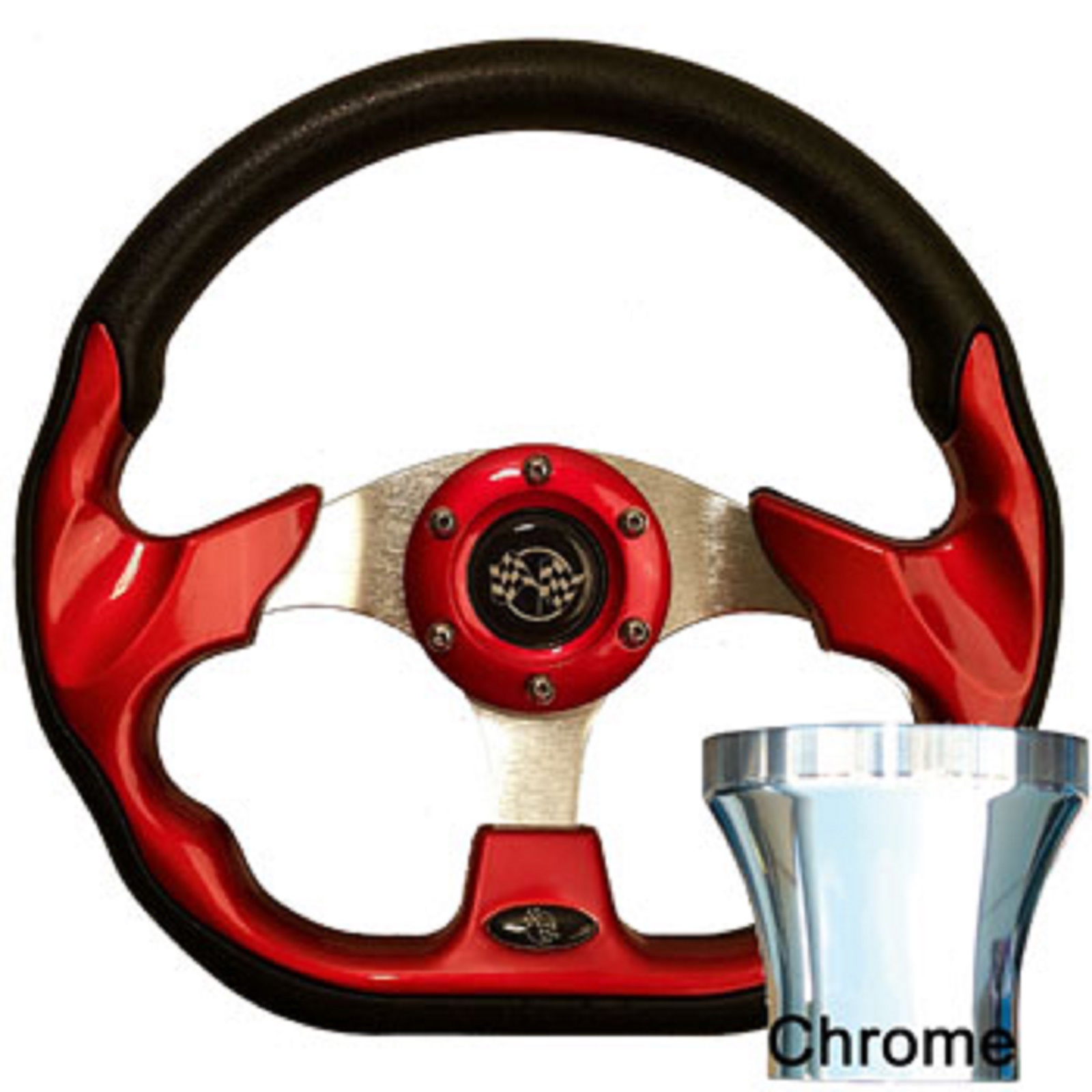 Yamaha G2G29 Golf Cart Red Racer Steering Wheel Chrome Adaptor Kit
